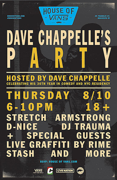 Dave Chappelle hosting free party at House of Vans during Radio City run