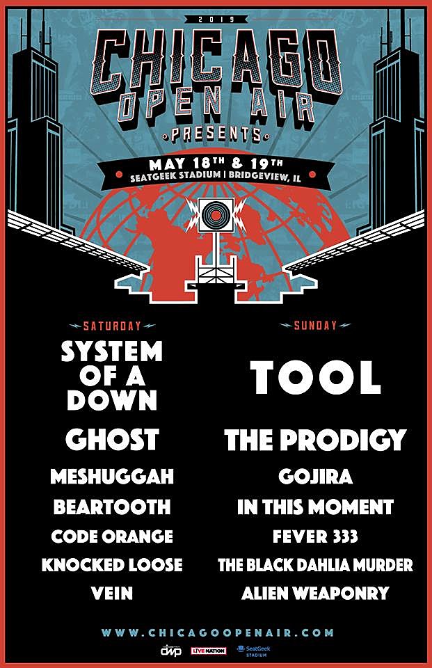 Chicago Open Air 2019 lineup (System Of A Down, Tool, Ghost, Code Orange, more)