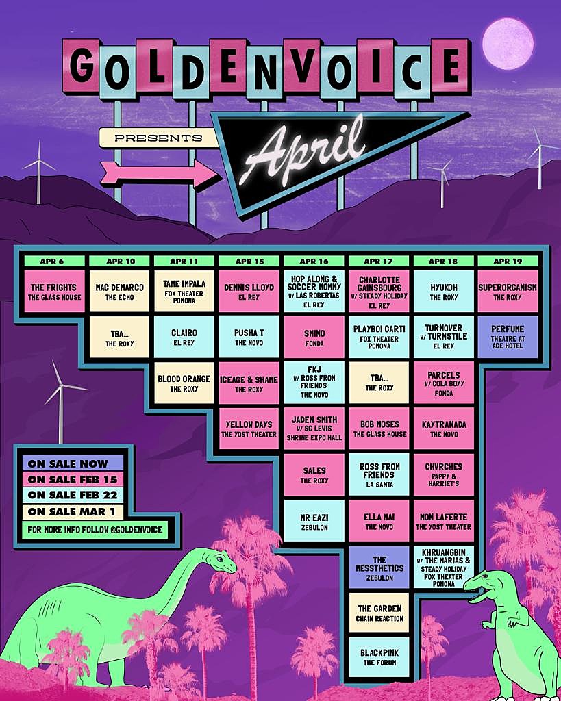 Coachella 2019 Sideshows announced (Tame Impala, The 1975, Pusha T, more)