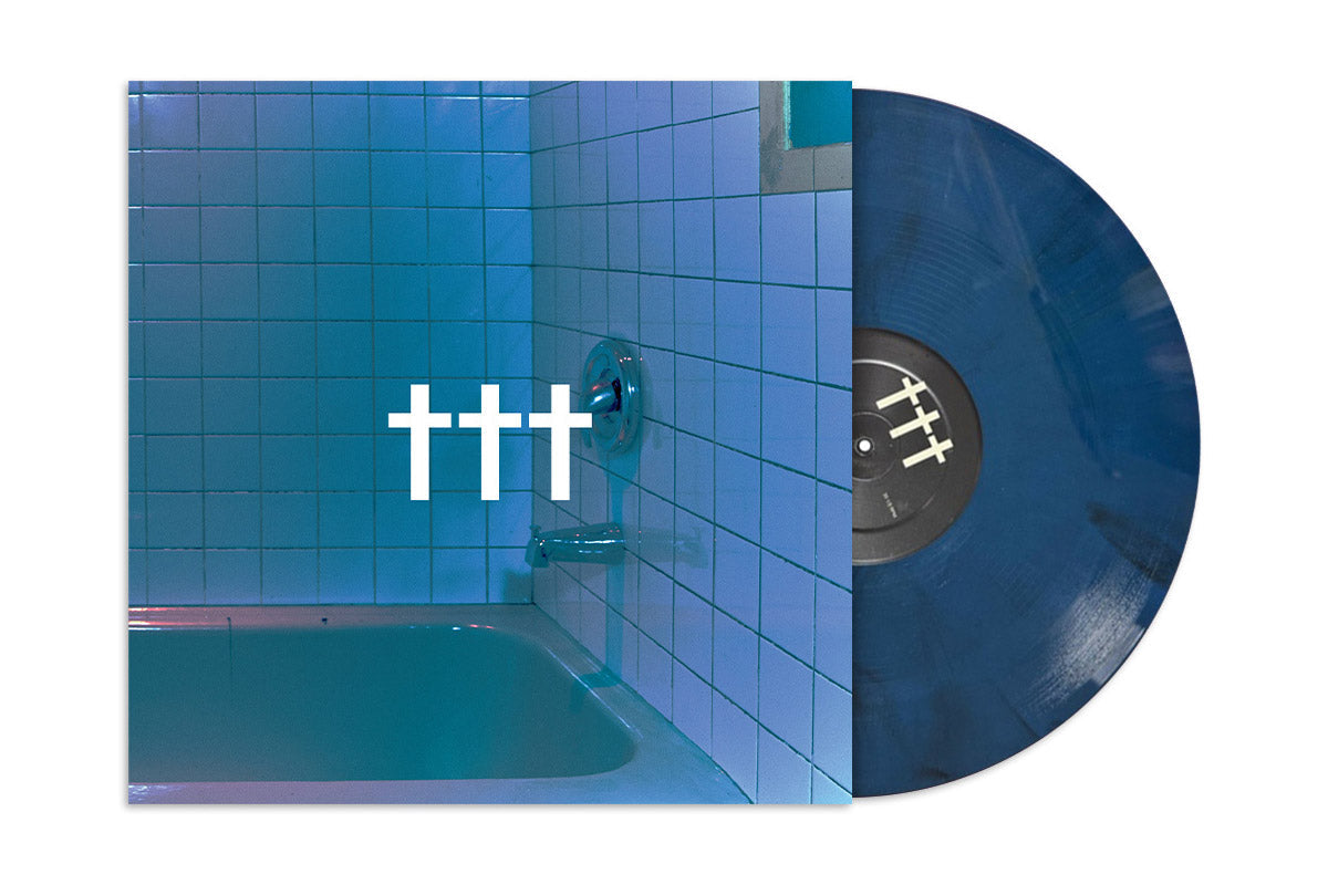 New exclusive vinyl: ††† (Crosses) “Pulseplagg” 12″ on blue black recycle mix LP
