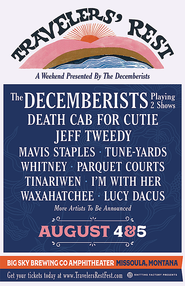 Decemberists reveal Travelers Rest initial lineup (Death Cab, Tweedy, Mavis, more)