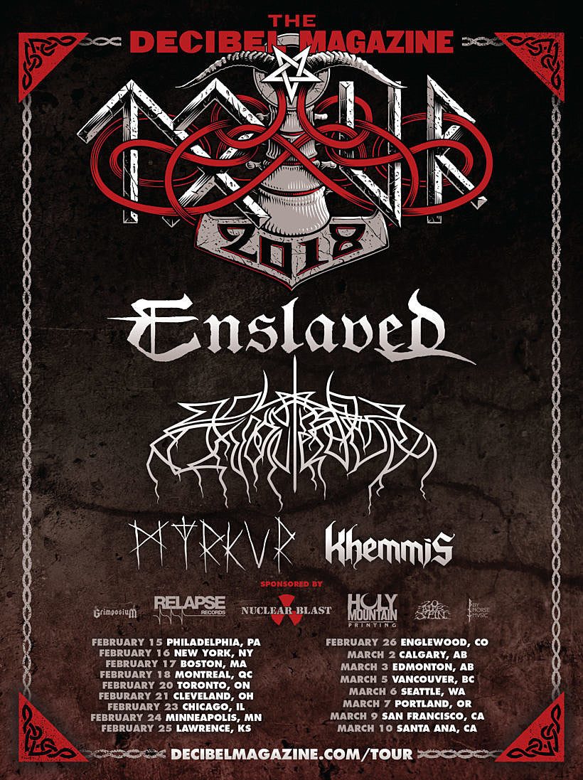 Enslaved, Wolves in the Throne Room, Myrkur, Khemmis going on 2018 Decibel Tour