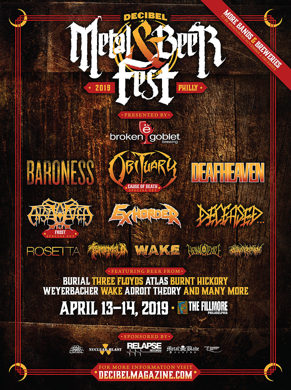 Decibel Metal & Beer Fest Philly 2019 lineup (Baroness, Deafheaven, Obituary, Enslaved, more)