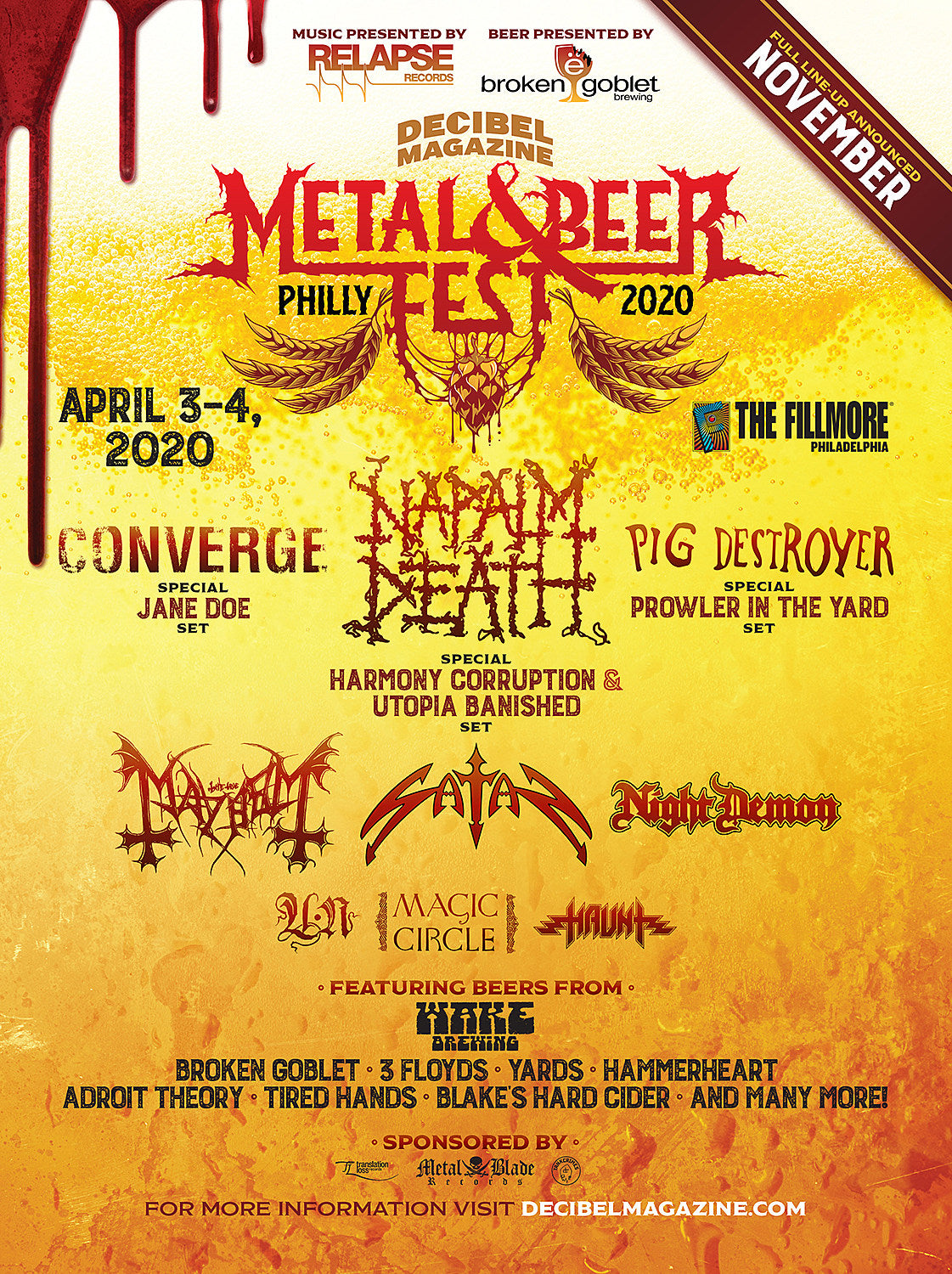 Decibel Philly Fest 2020 lineup: Converge, Pig Destroyer, Napalm Death, Mayhem, more