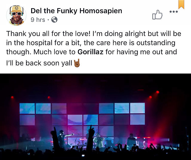 Gorillaz Roskilde set cut short after Del The Funky Homosapien fell off stage