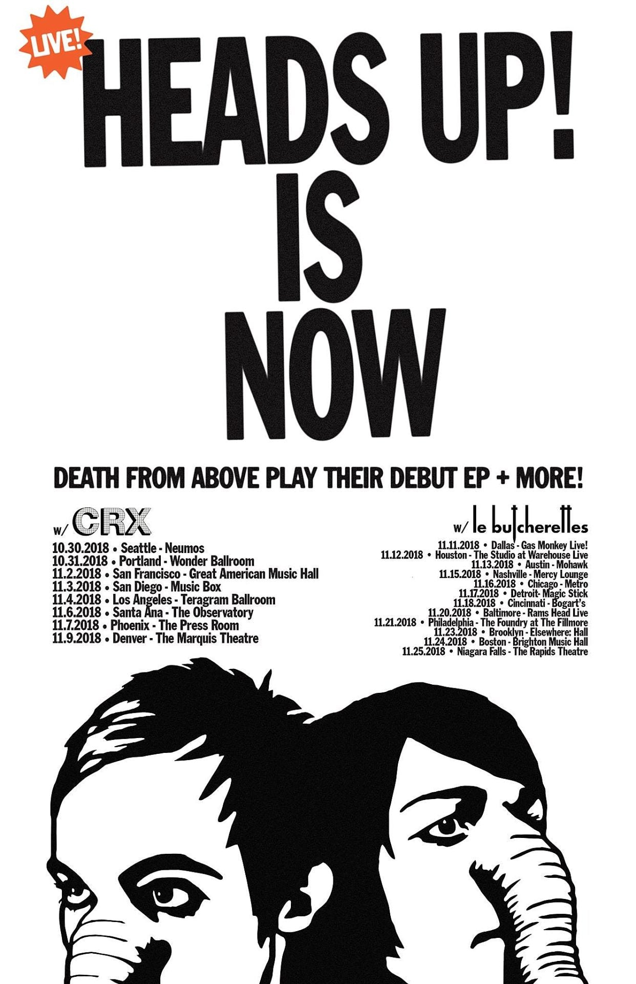 Death From Above playing their debut EP on tour w/ CRX and Le Butcherettes