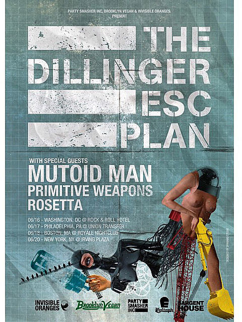 Dillinger Escape Plan, Mutoid Man & Primitive Weapons — 2015 Tour Dates & presale (presented by BV & Invisible Oranges)