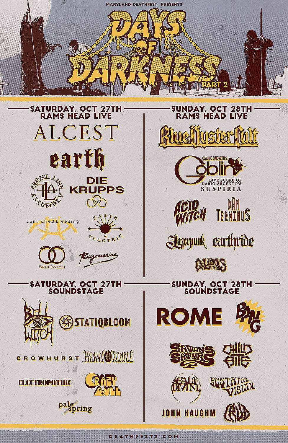 Days of Darkness 2018 lineup (Blue Oyster Cult, Alcest, Earth, Rome, more)