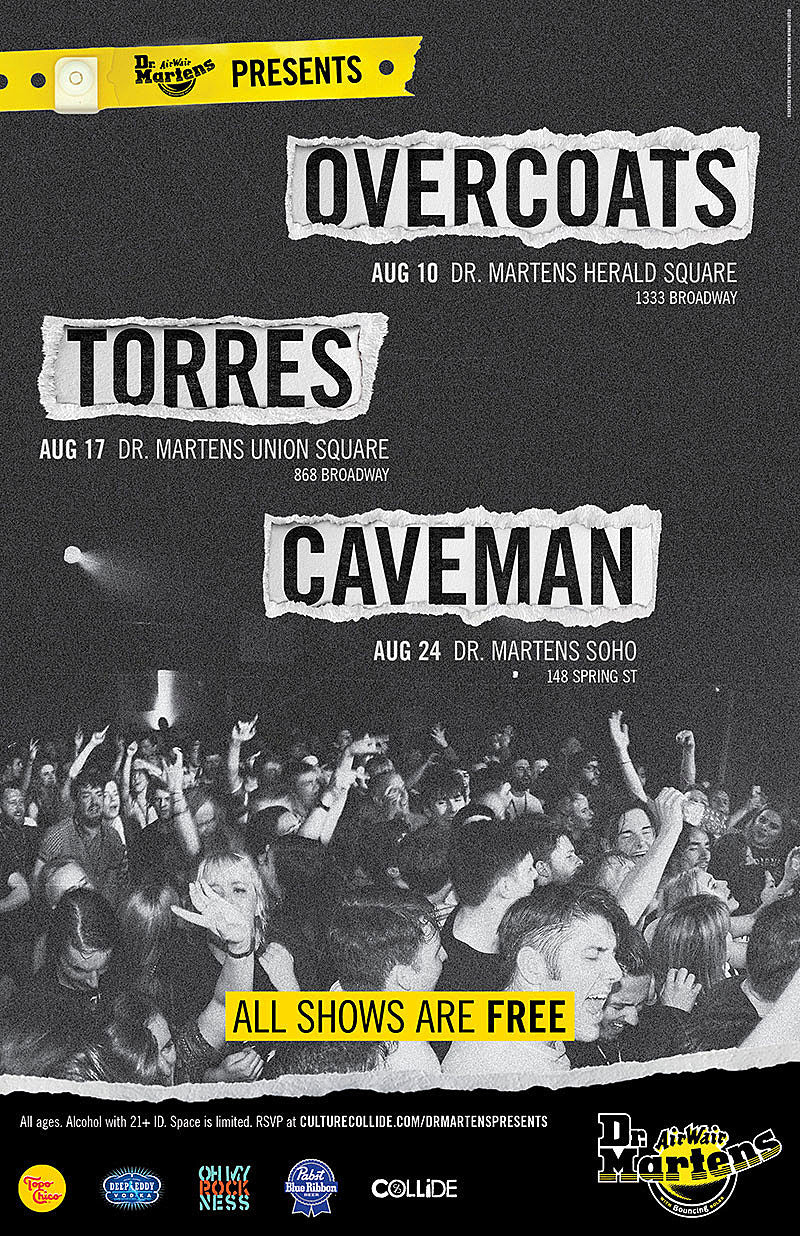 Torres, Caveman & Overcoats playing free shows at NYC Dr. Martens stores