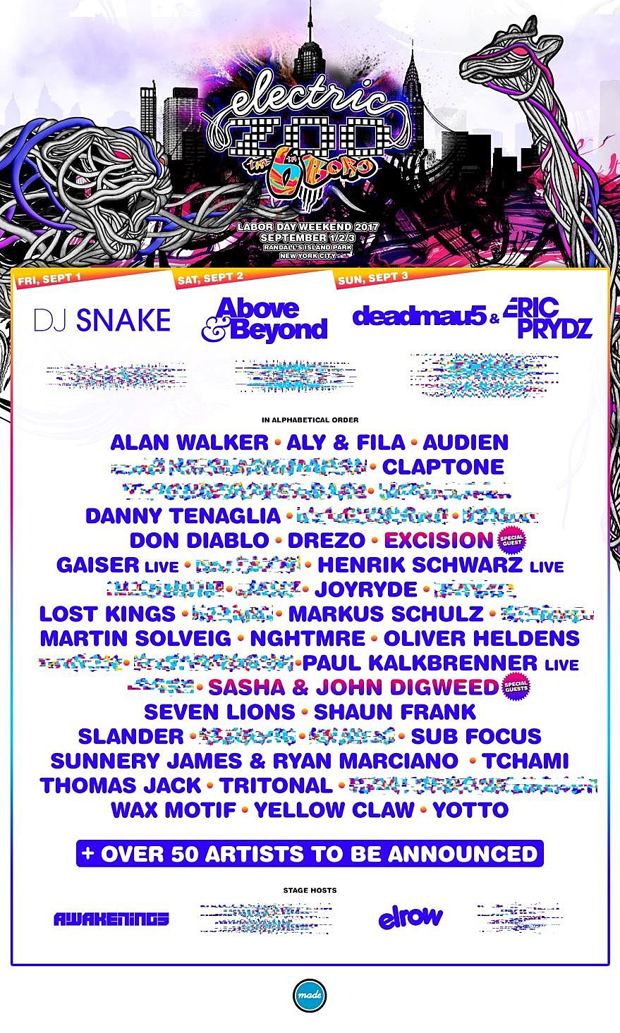 Electric Zoo 2017 phase one lineup