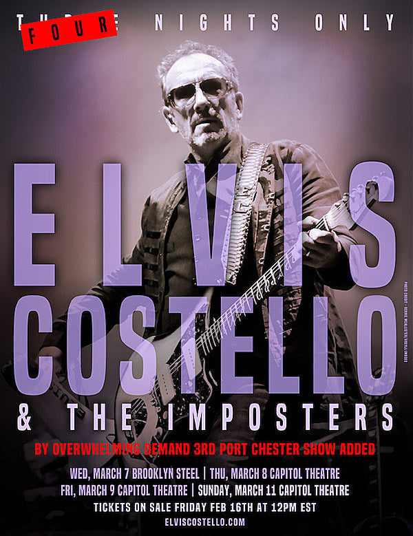 Elvis Costello adds 4th NYC-area show