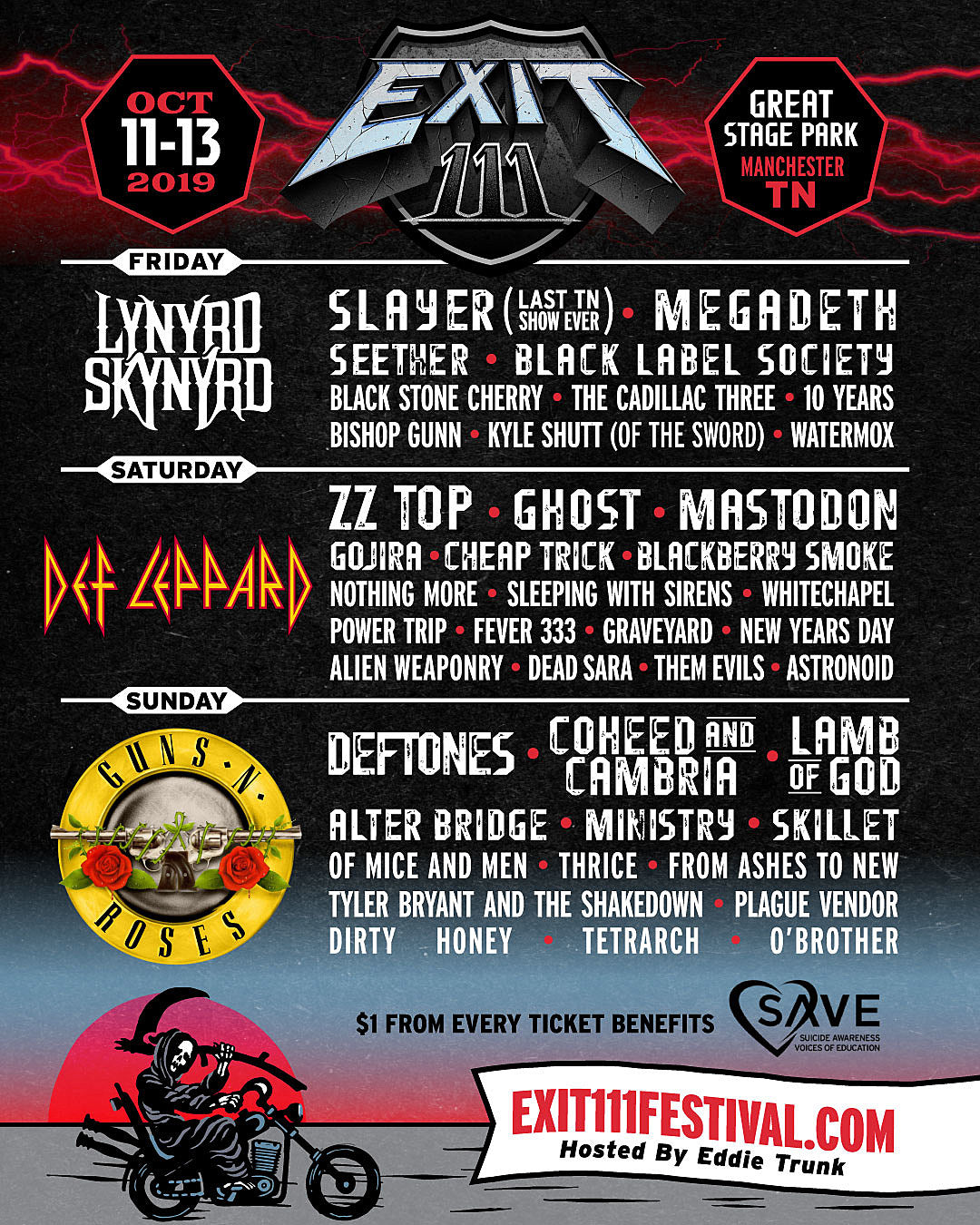Exit 111 festival coming to Bonnaroo grounds w/ GNR, Def Leppard, Slayer, Deftones & more