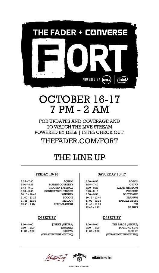 FADER Fort 2015 CMJ full lineup (YG, Modern Baseball, Dilly Dally, Porches, Baauer, Martin Courtney, Kehlani & more)