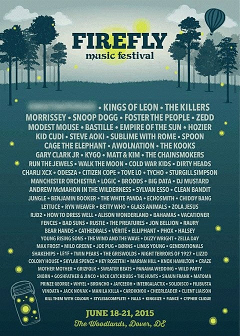 Firefly Music Festival 2015 lineup (Kings of Leon, The Killers, Morrissey, Modest Mouse, Spoon, Run the Jewels & more)