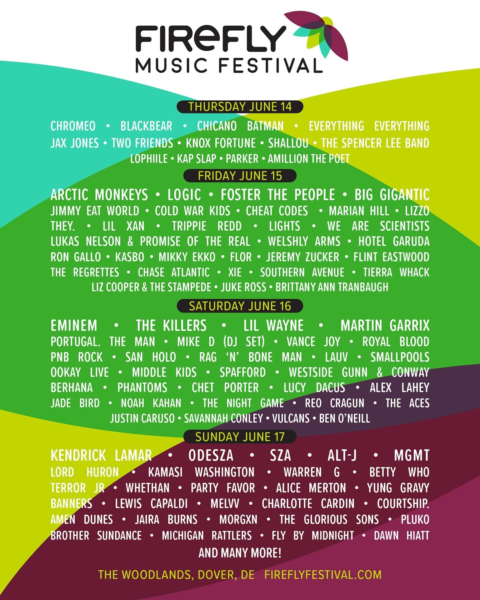 Firefly 2018 daily lineups