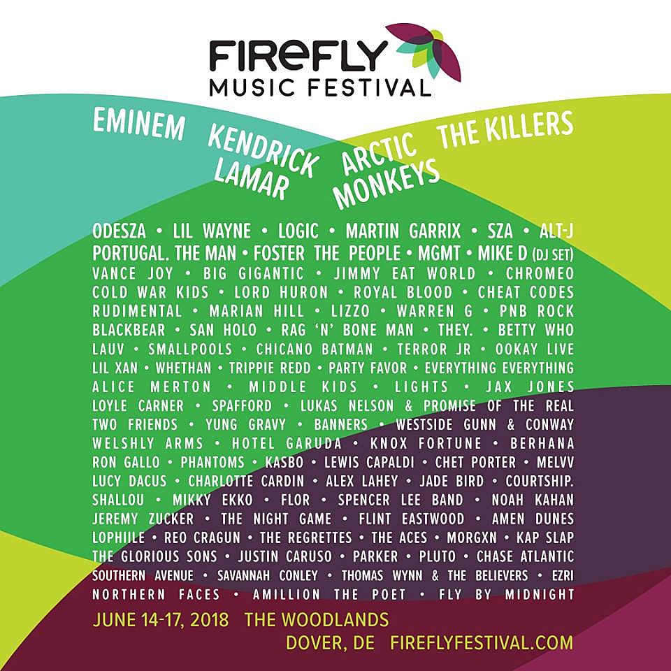 Firefly 2018 lineup (Eminem, Kendrick, Arctic Monkeys, Killers, SZA, alt-J, MGMT, more)