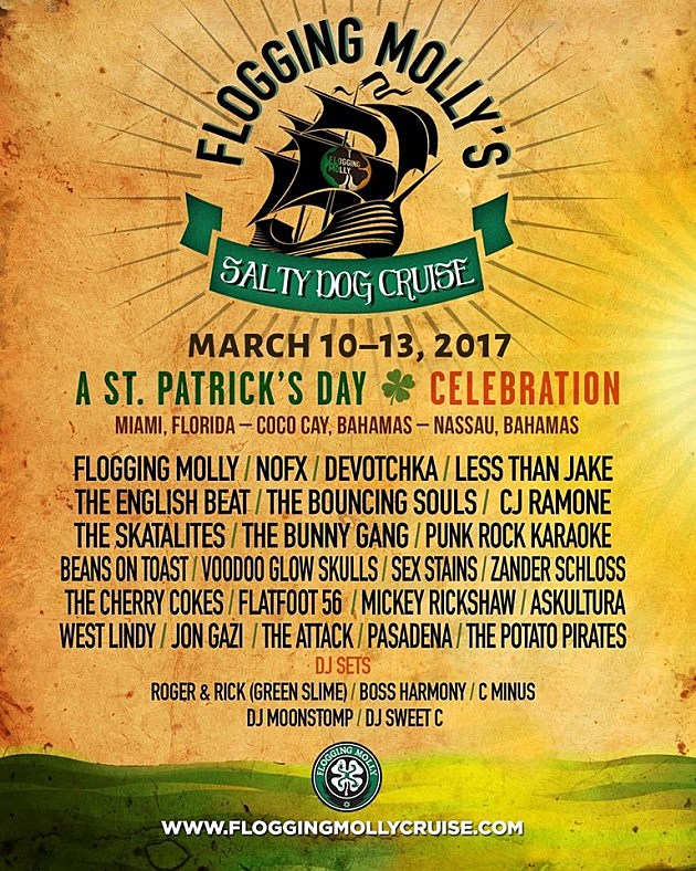 Flogging Molly announce 2017 St. Patrick’s Day cruise with Bouncing Souls, English Beat, NOFX, CJ Ramone, DeVotchKa, more