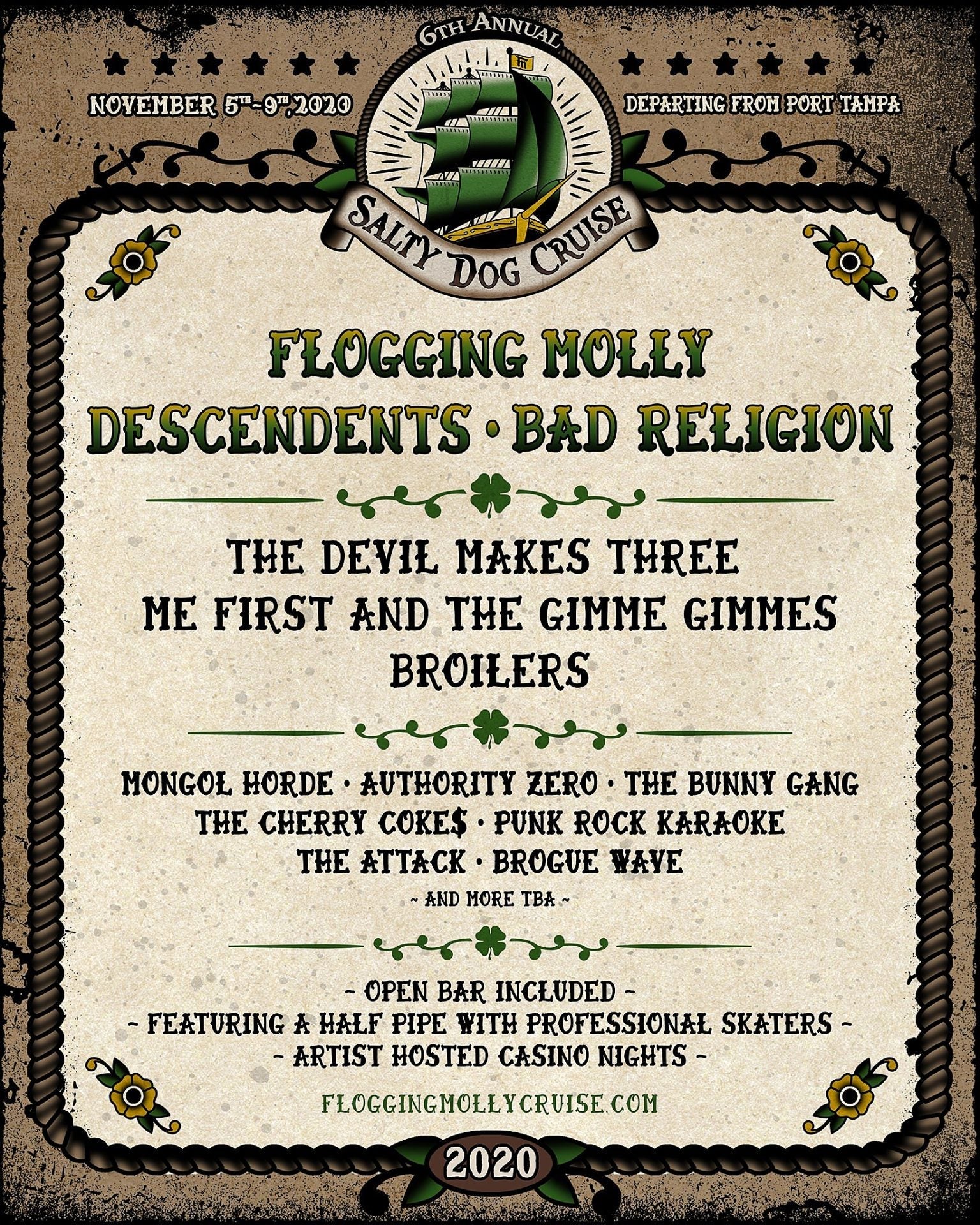 Flogging Molly 2020 Salty Dog Cruise lineup (Descendents, Bad Religion, more)
