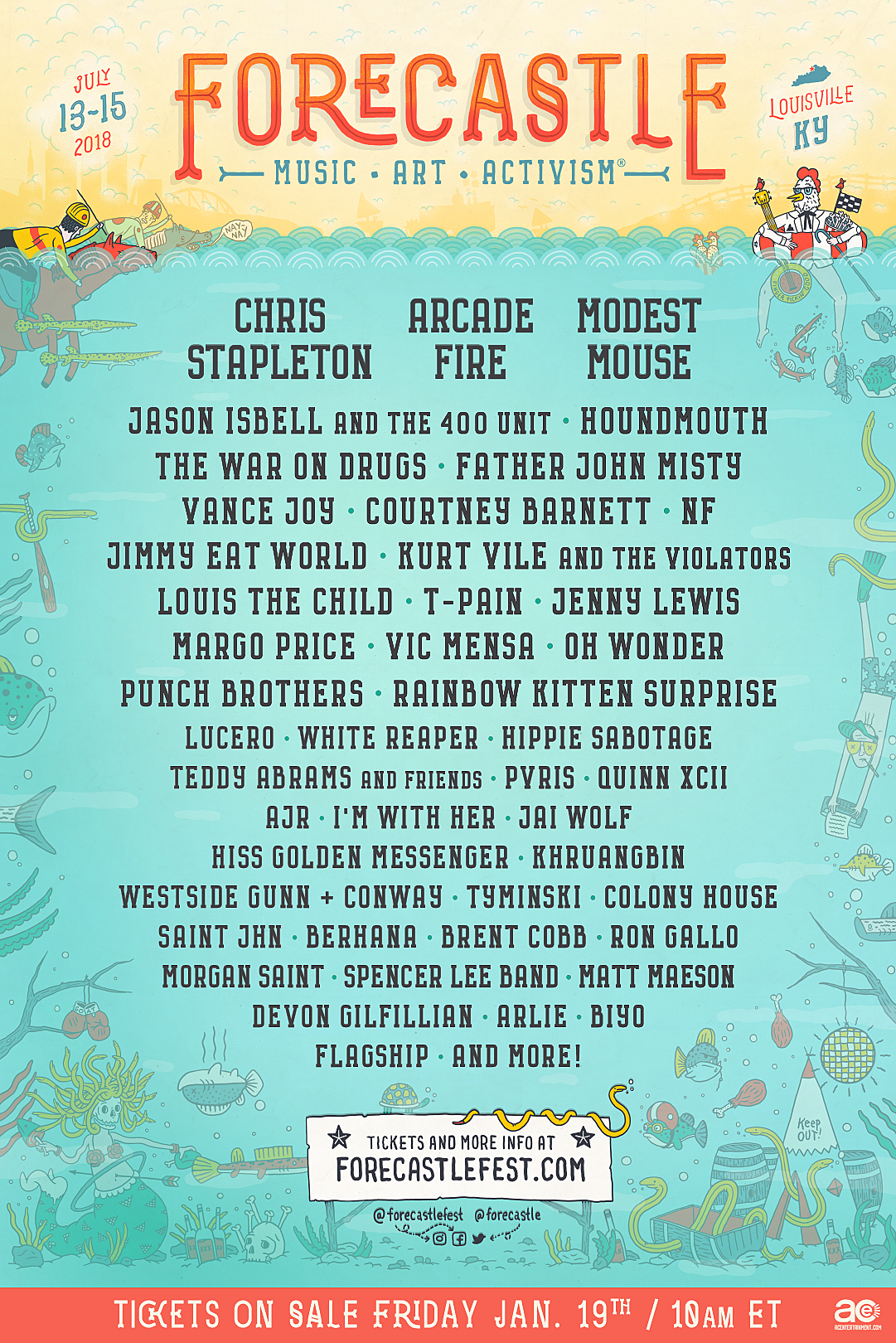 Forecastle 2018 lineup (Arcade Fire, Chris Stapleton, Modest Mouse & more)