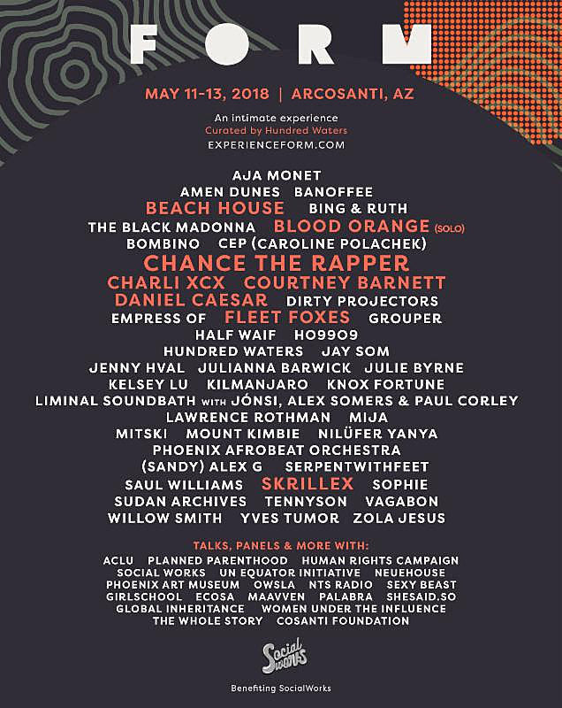 FORM Arcosanti 2018 lineup (Chance, Beach House, Fleet Foxes, Courtney Barnett, Blood Orange, more)