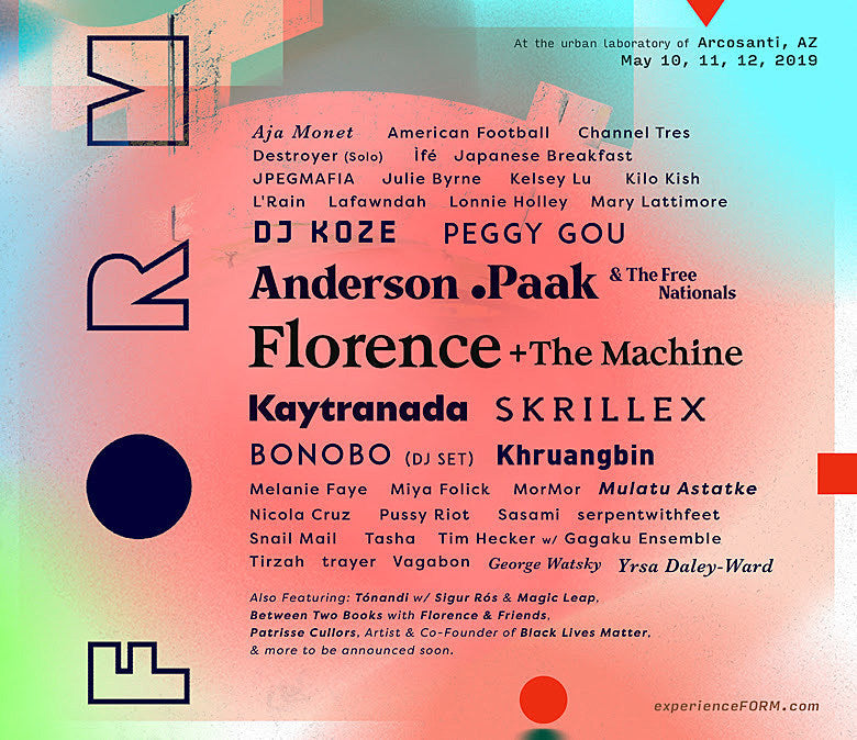 FORM Arcosanti 2019 lineup (Florence, Anderson Paak, Skrillex, Bonobo, more)