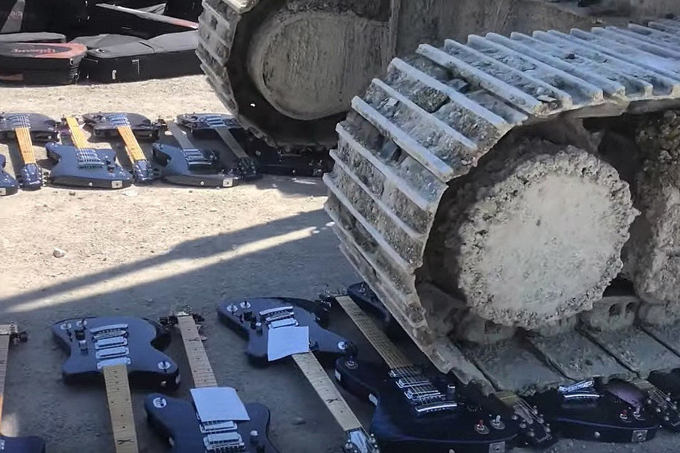 watch Gibson destroy hundreds of its own Firebird X guitars