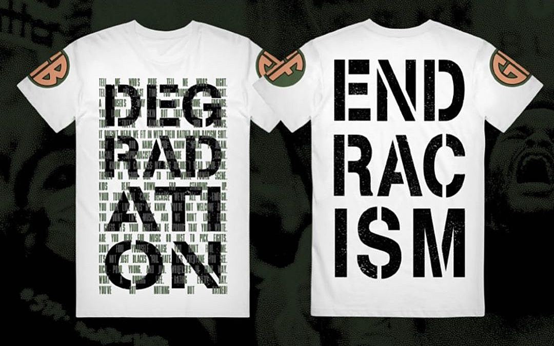 Gorilla Biscuits selling “Degradation” shirt to benefit NAACP; Rev webstore donating profits too