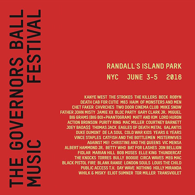 Governors Ball 2016 lineup announced (tix on sale)