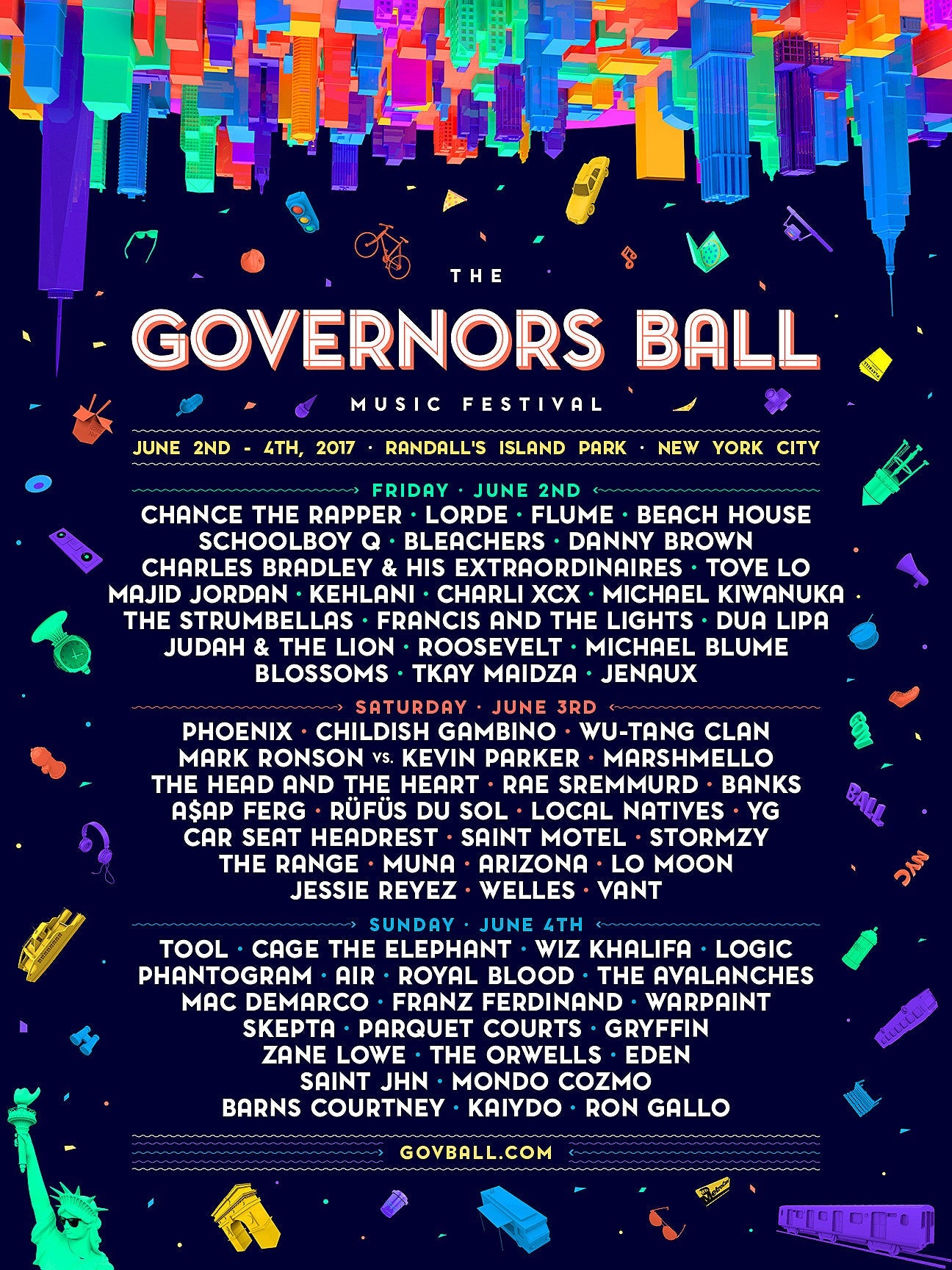 Governors Ball 2017 day-by-day lineups