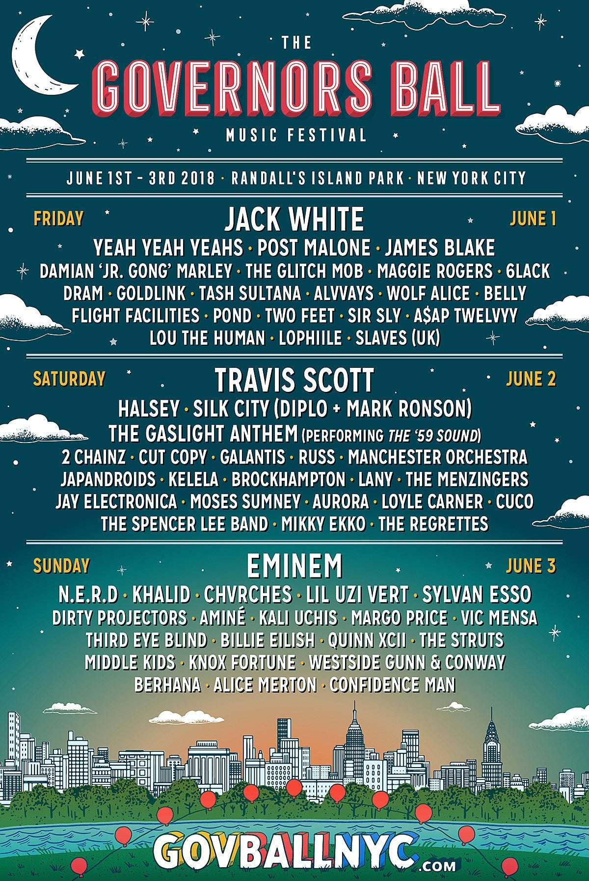 Governors Ball reveals 2018 day-by-day lineups