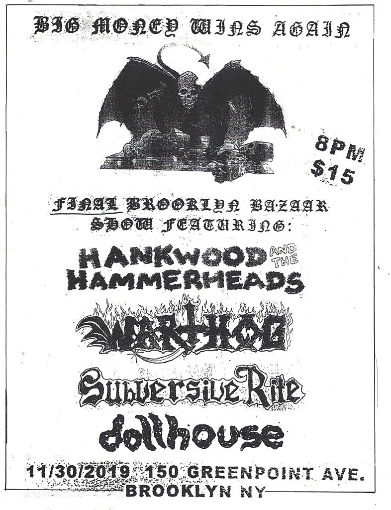 Brooklyn Bazaar announces final show with Hank Wood, Warthog & more