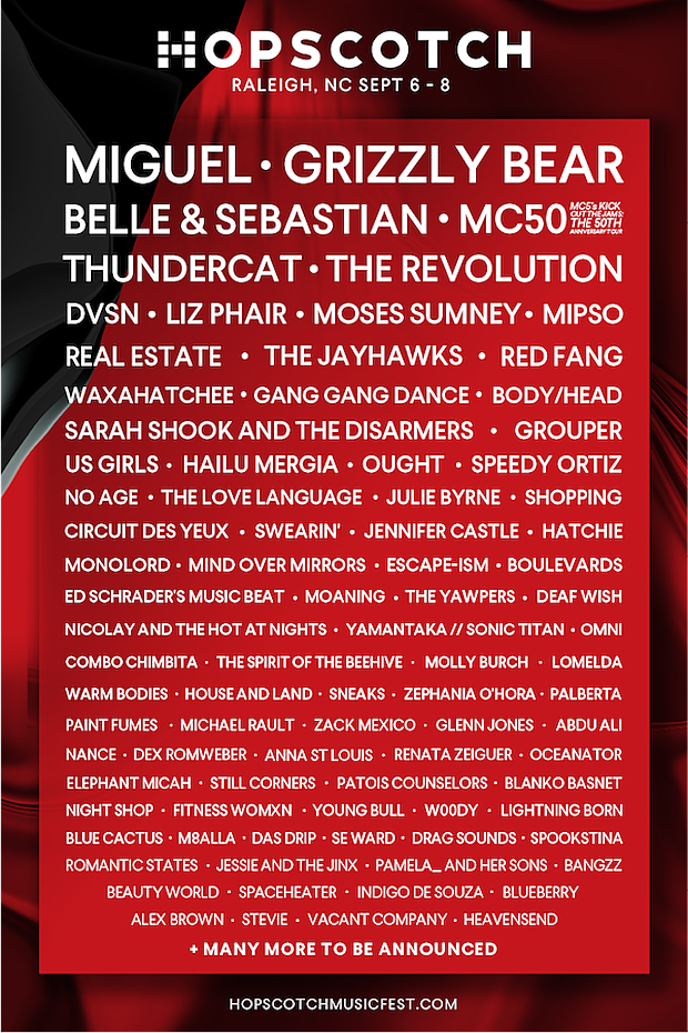 Hopscotch 2018 lineup (Miguel, Grizzly Bear, Belle & Sebastian, MC50, more)