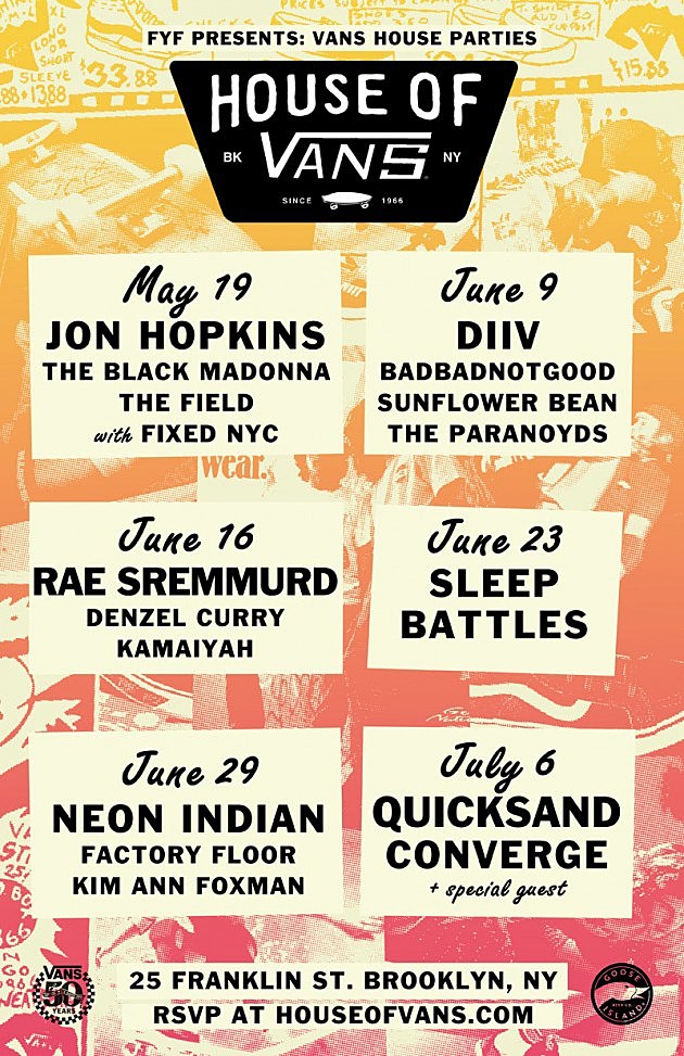 House of Vans NYC 2016 free shows (Quicksand & Converge, Jon Hopkins & The Field, Sleep & Battles, more)