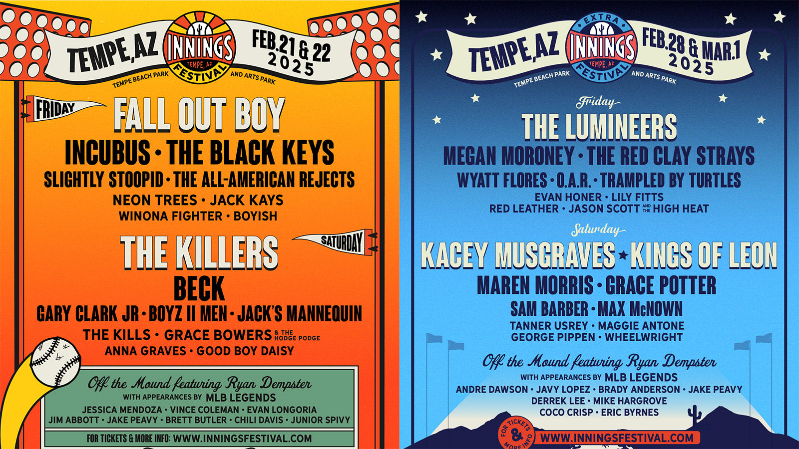 Innings & Extra Innings 2025 lineups (The Killers, Fall Out Boy, Kacey Musgraves, more)
