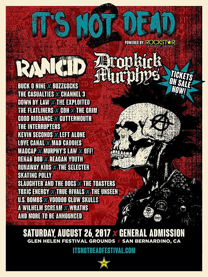 It’s Not Dead Fest 2 lineup (Rancid, OFF!, Buzzcocks, The Exploited, GBH, & more)