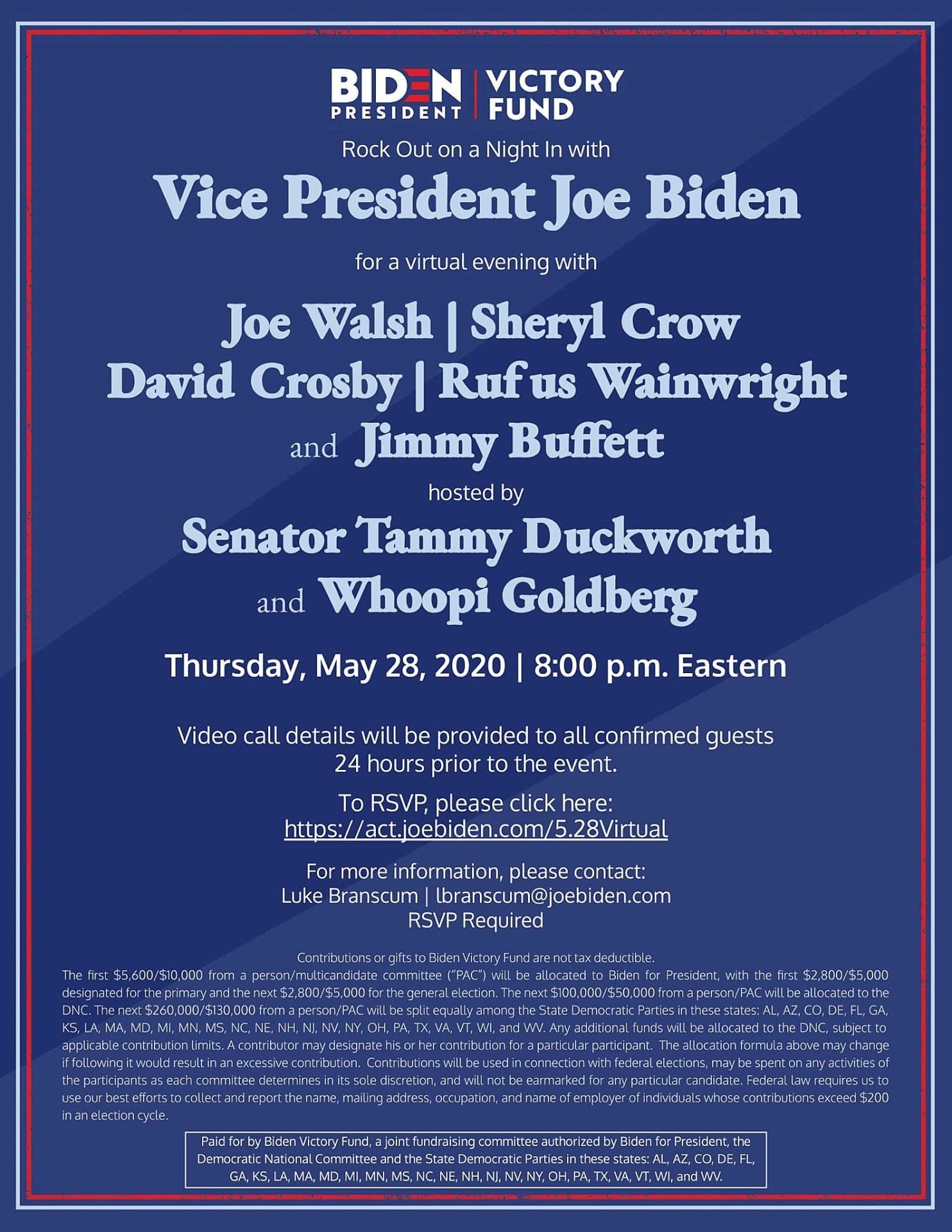 David Crosby, Rufus Wainwright, Sheryl Crow & more playing virtual Joe Biden fundraiser
