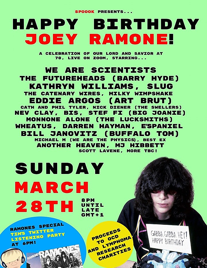 Joey Ramone Birthday tribute to feature mems Buffalo Tom, Art Brut, Futureheads, more