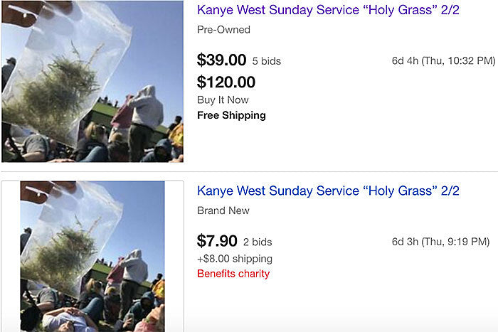 “Holy Grass” from Kanye’s Coachella Sunday Service for sale on eBay