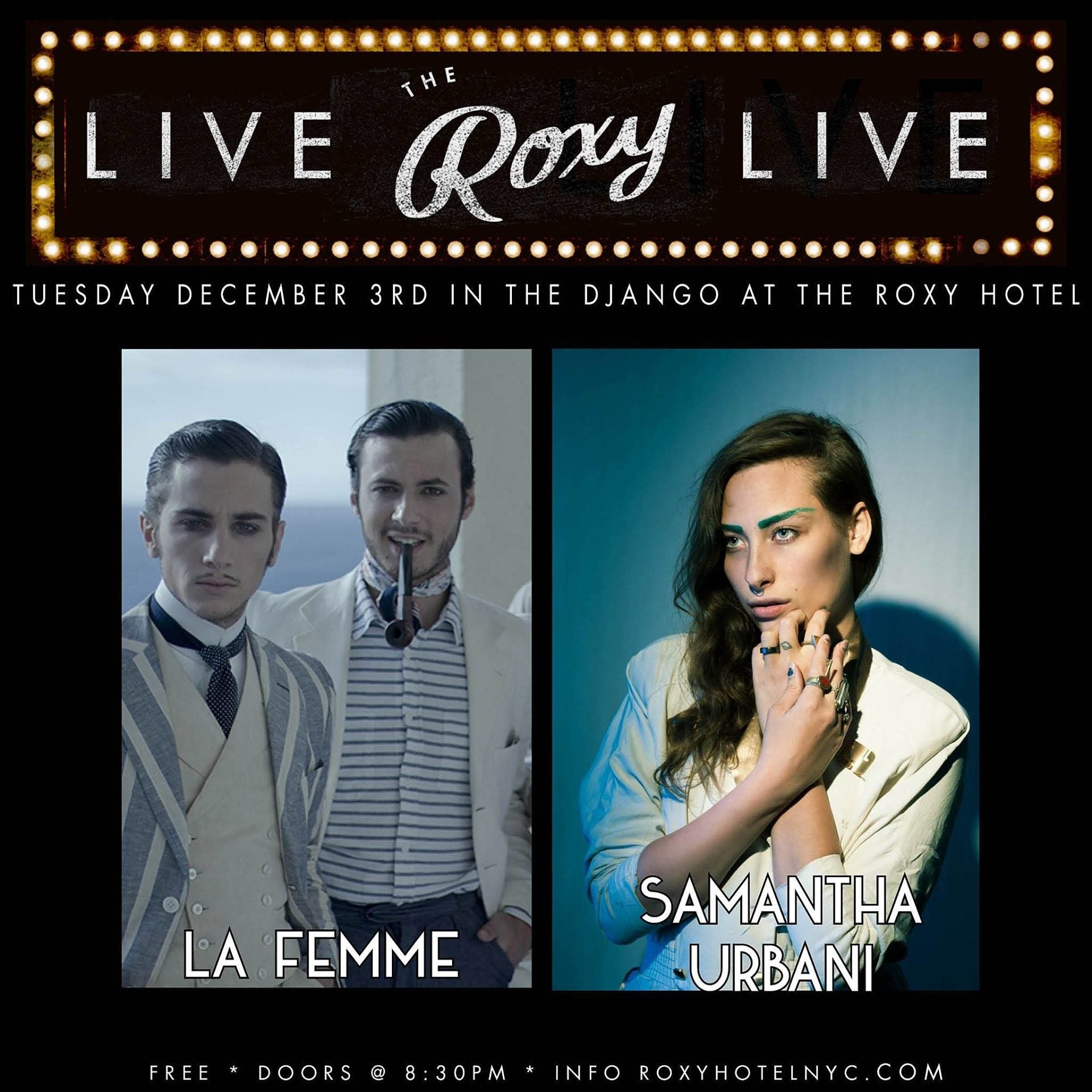 La Femme (duo) playing free NYC show with Samantha Urbani tonight