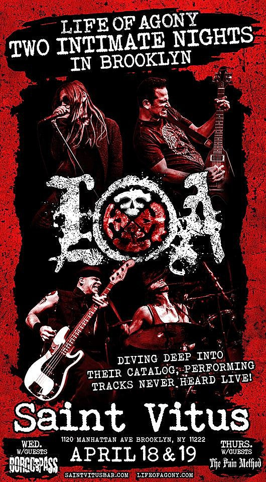 Life of Agony playing Vitus; Mina Caputo playing shows (one with Many Rooms)