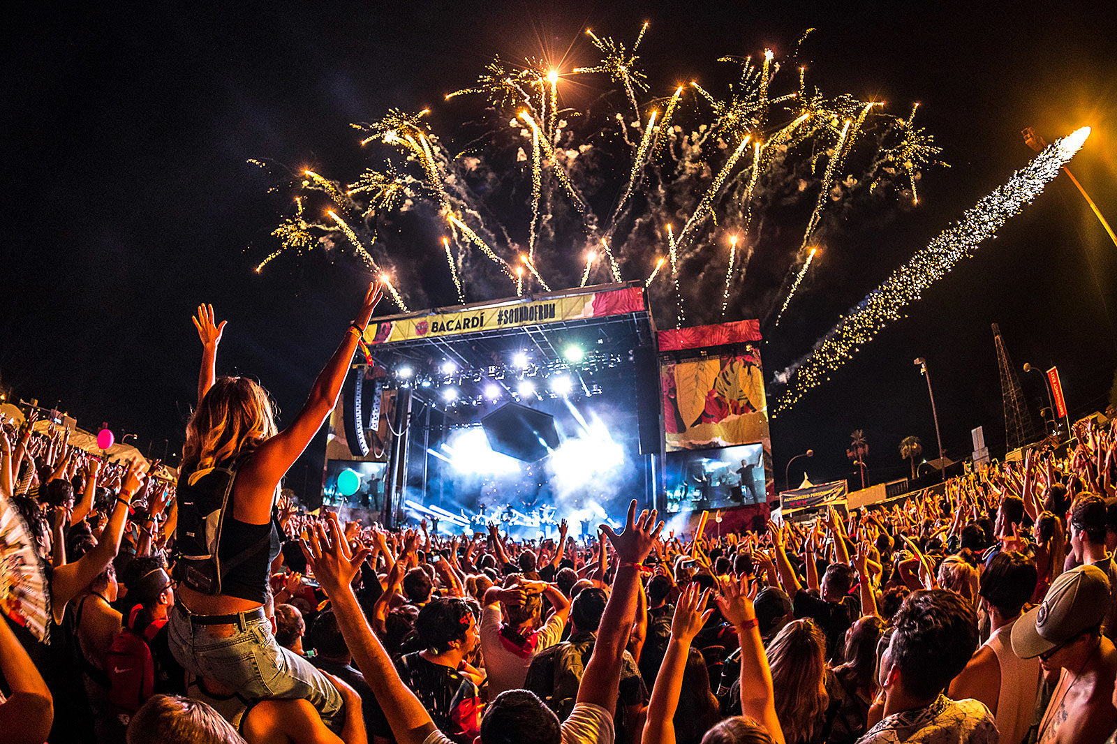 fireworks during ODESZA’s set hit crowd at Life is Beautiful