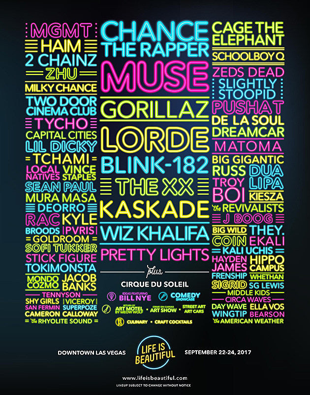 Life is Beautiful 2017 Lineup Announced (Gorillaz, Chance the Rapper, Muse, more)