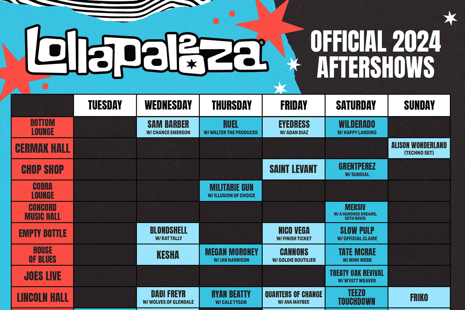 Lollapalooza announces 2024 aftershows