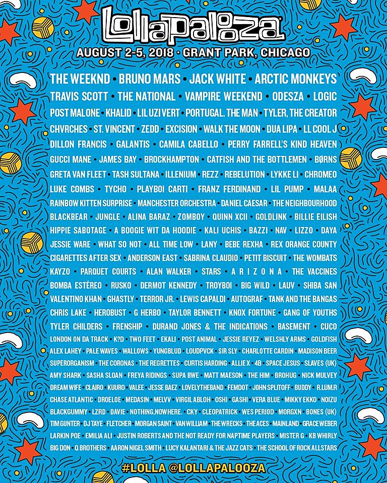 Lollapalooza 2018 lineup (Jack White, Arctic Monkeys, The National, Vampire Weekend, St Vincent, more)