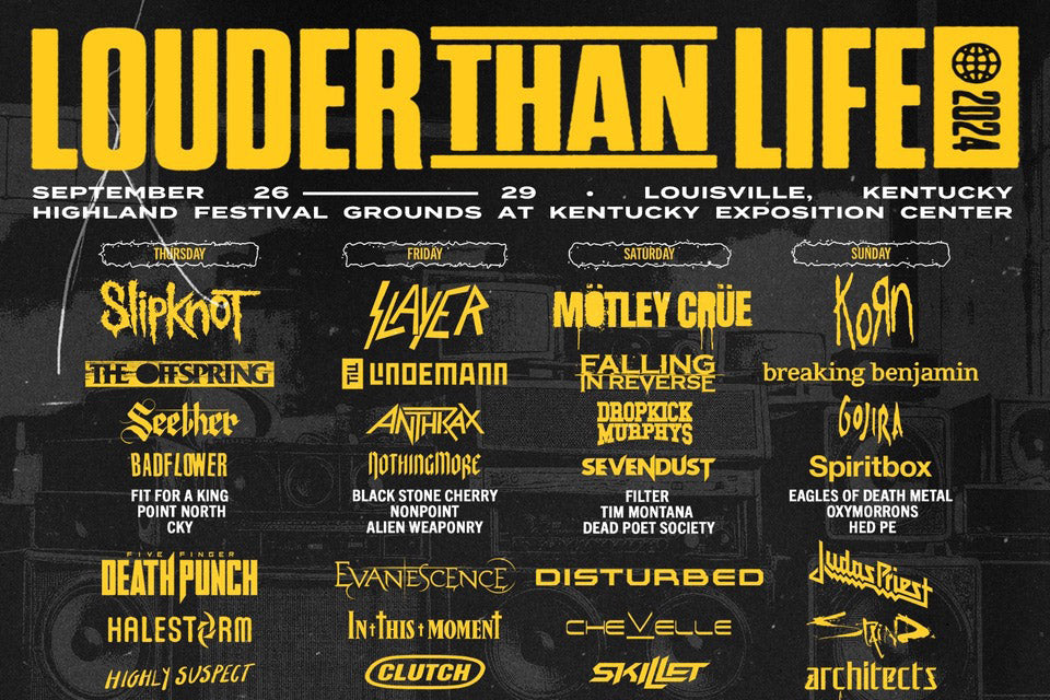 Louder Than Life 2024 lineup (Mötley Crüe, Militarie Gun, Mastodon, Touché Amoré, Three 6 Mafia, Slipknot, Slayer & more!)