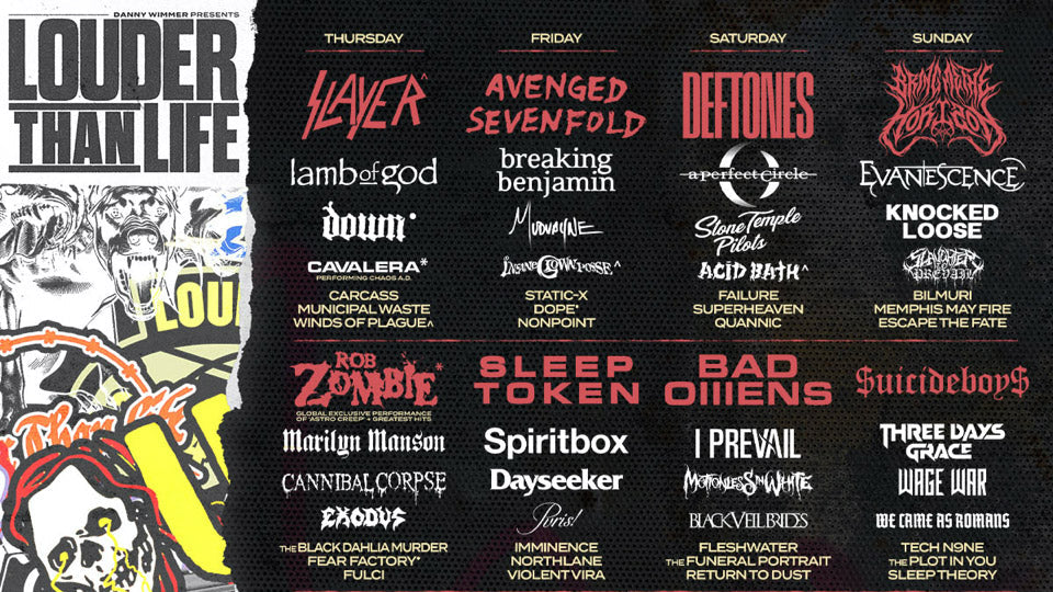 Louder Than Life 2025 lineup: Slayer, Deftones, Acid Bath, Knocked Loose, TDEP, Glassjaw & more