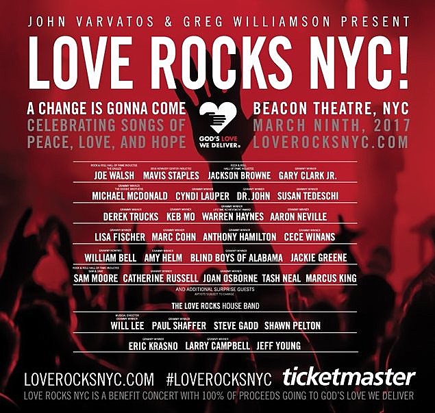 Mavis Staples, Jackson Brown Cyndi Lauper, Michael McDonald & more playing “Love Rocks NYC” benefit