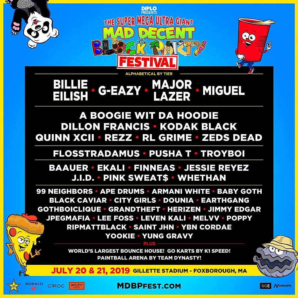 Mad Decent Block Party 2019 happens in Mass w/ Billie Eilish, Major Lazer, G-Eazy, more
