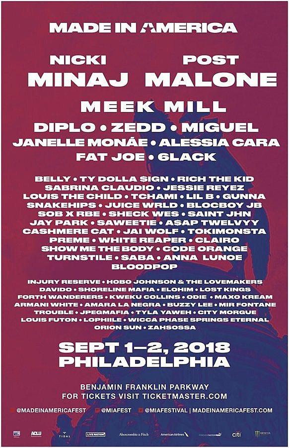 Made In America 2018 lineup (Nicki Minaj, Miguel, Janelle Monae, Turnstile, more)