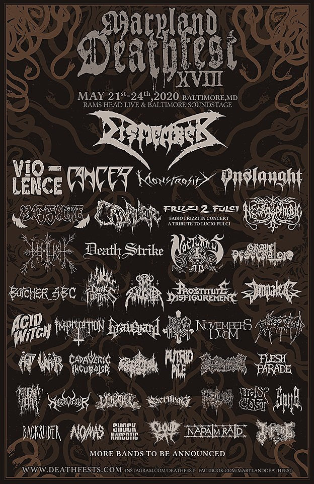 Maryland Deathfest 2020 adds Vio-lence, Cancer, Dark Fortress, Massacre, Cadaver, more